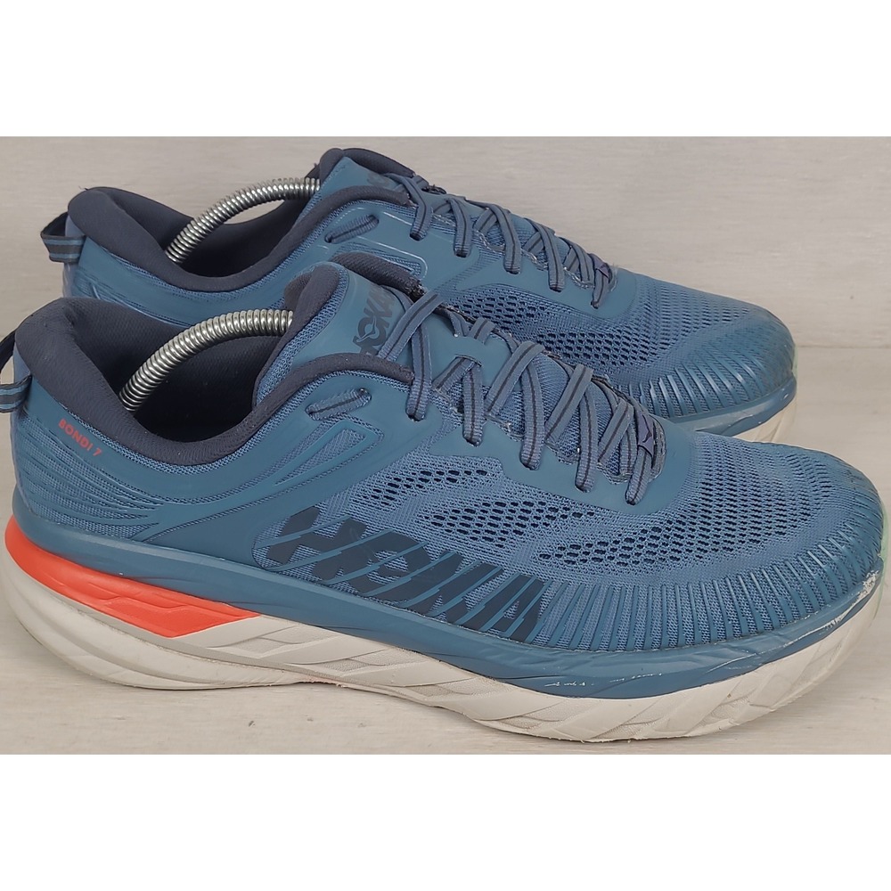 Hoka One One Bondi 7 Mens Sz 12 2E Wide Blue Road Running Shoes Low Top Sneaker